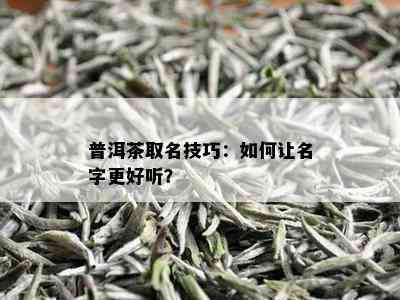 普洱茶取名技巧：如何让名字更好听？