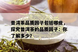 普洱茶品质因子包括哪些，探究普洱茶的品质因子：你了解多少？