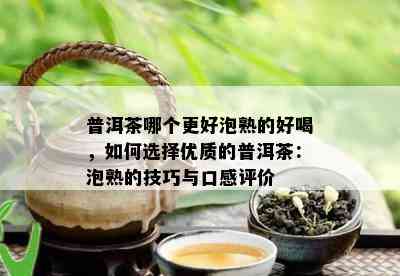 普洱茶哪个更好泡熟的好喝，如何选择优质的普洱茶：泡熟的技巧与口感评价