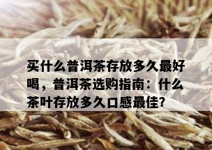 买什么普洱茶存放多久更好喝，普洱茶选购指南：什么茶叶存放多久口感更佳？