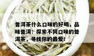 普洱茶什么口味的好喝，品味普洱：探索不同口味的普洱茶，寻找你的更爱！