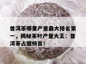 普洱茶哪里产量更大排名之一，揭秘茶叶产量大王：普洱茶占据榜首！