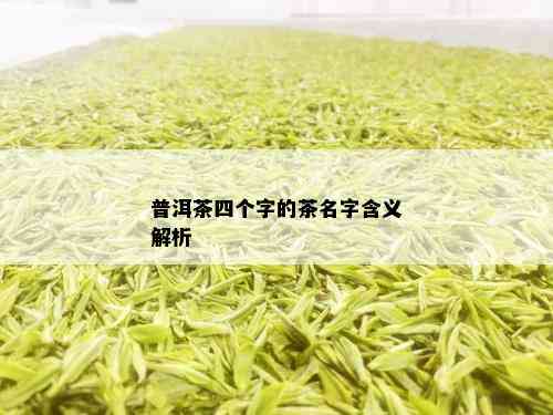 普洱茶四个字的茶名字含义解析