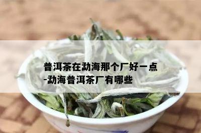 普洱茶在勐海那个厂好一点-勐海普洱茶厂有哪些