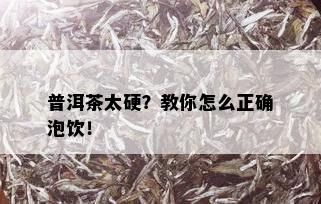 普洱茶太硬？教你怎么正确泡饮！