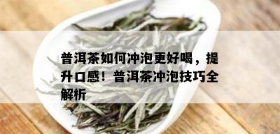 普洱茶如何冲泡更好喝，提升口感！普洱茶冲泡技巧全解析