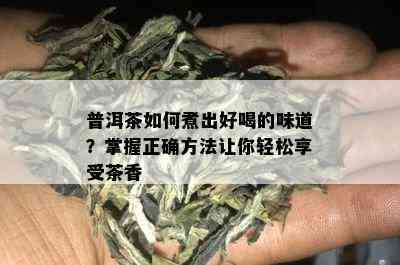 普洱茶如何煮出好喝的味道？掌握正确方法让你轻松享受茶香