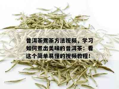 普洱茶煮茶方法视频，学习如何煮出美味的普洱茶：看这个简单易懂的视频教程！