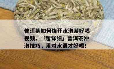 普洱茶如何烧开水泡茶好喝视频，「超详细」普洱茶冲泡技巧，用对水温才好喝！