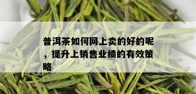 普洱茶如何网上卖的好的呢，提升上销售业绩的有效策略