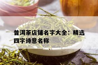 普洱茶店铺名字大全：精选四字诗意名称