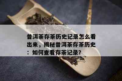 普洱茶存茶历史记录怎么看出来，揭秘普洱茶存茶历史：如何查看存茶记录？