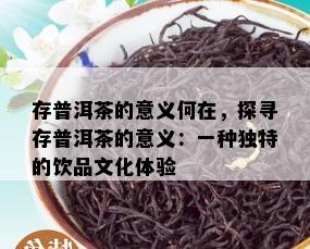 存普洱茶的意义何在，探寻存普洱茶的意义：一种独特的饮品文化体验