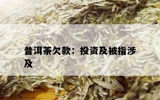 普洱茶欠款：投资及被指涉及