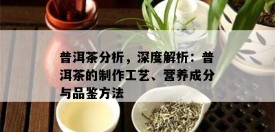 普洱茶分析，深度解析：普洱茶的制作工艺、营养成分与品鉴方法