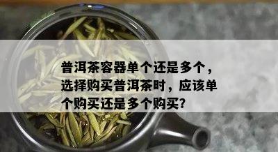 普洱茶容器单个还是多个，选择购买普洱茶时，应该单个购买还是多个购买？