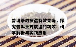 普洱茶对痰湿有效果吗，探究普洱茶对痰湿的功效：科学解析与实践应用