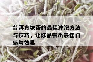 普洱方块茶的更佳冲泡方法与技巧，让你品尝出更佳口感与效果