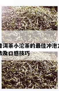 普洱茶小沱茶的更佳冲泡方法及口感技巧