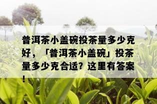 普洱茶小盖碗投茶量多少克好，「普洱茶小盖碗」投茶量多少克合适？这里有答案！