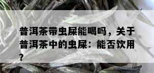 普洱茶带虫屎能喝吗，关于普洱茶中的虫屎：能否饮用？