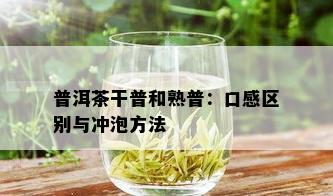 普洱茶干普和熟普：口感区别与冲泡方法