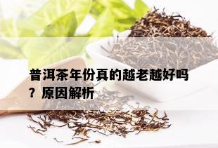 普洱茶年份真的越老越好吗？原因解析