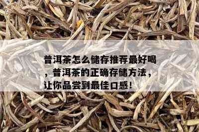 普洱茶怎么储存推荐更好喝，普洱茶的正确存储方法，让你品尝到更佳口感！