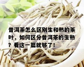 普洱茶怎么区别生和熟的茶叶，如何区分普洱茶的生熟？看这一篇就够了！