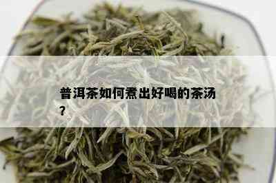 普洱茶如何煮出好喝的茶汤？