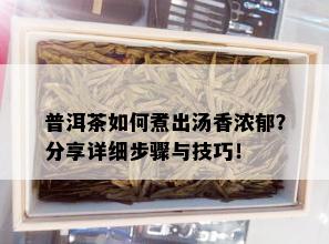 普洱茶如何煮出汤香浓郁？分享详细步骤与技巧！