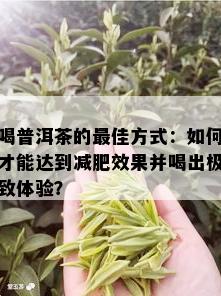 喝普洱茶的更佳方式：如何才能达到减肥效果并喝出极致体验？