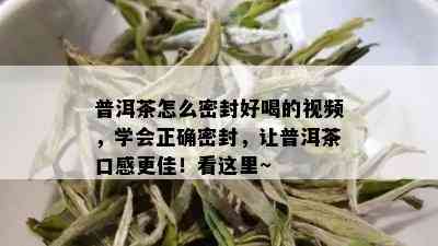 普洱茶怎么密封好喝的视频，学会正确密封，让普洱茶口感更佳！看这里~