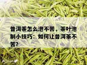 普洱茶怎么泡不苦，茶叶泡制小技巧：如何让普洱茶不苦？