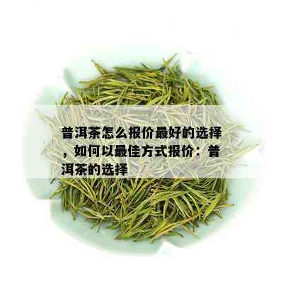 普洱茶怎么报价更好的选择，如何以更佳方式报价：普洱茶的选择