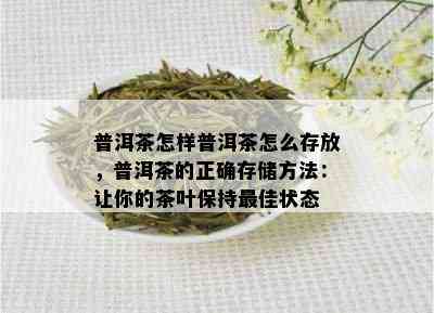 普洱茶怎样普洱茶怎么存放，普洱茶的正确存储方法：让你的茶叶保持更佳状态