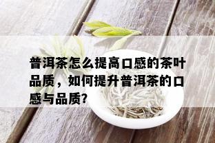 普洱茶怎么提高口感的茶叶品质，如何提升普洱茶的口感与品质？