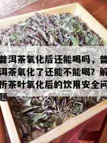 普洱茶氧化后还能喝吗，普洱茶氧化了还能不能喝？解析茶叶氧化后的饮用安全问题