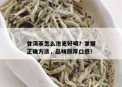 普洱茶怎么泡更好喝？掌握正确方法，品味醇厚口感！