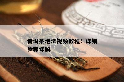 普洱茶泡法视频教程：详细步骤详解