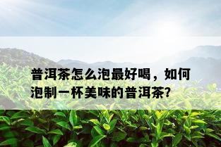 普洱茶怎么泡更好喝，如何泡制一杯美味的普洱茶？