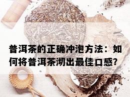 普洱茶的正确冲泡方法：如何将普洱茶沏出更佳口感？