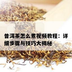 普洱茶怎么煮视频教程：详细步骤与技巧大揭秘