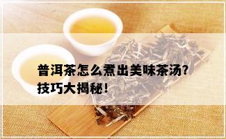 普洱茶怎么煮出美味茶汤？技巧大揭秘！