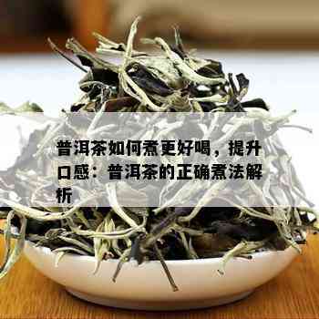 普洱茶如何煮更好喝，提升口感：普洱茶的正确煮法解析