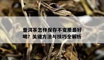 普洱茶怎样保存不变质更好喝？关键方法与技巧全解析