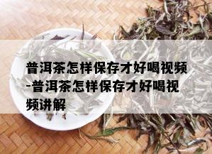 普洱茶怎样保存才好喝视频-普洱茶怎样保存才好喝视频讲解