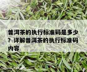 普洱茶的执行标准码是多少？详解普洱茶的执行标准码内容