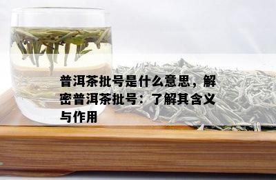 普洱茶批号是什么意思，解密普洱茶批号：了解其含义与作用