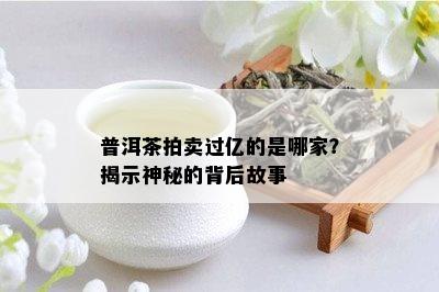 普洱茶拍卖过亿的是哪家？揭示神秘的背后故事